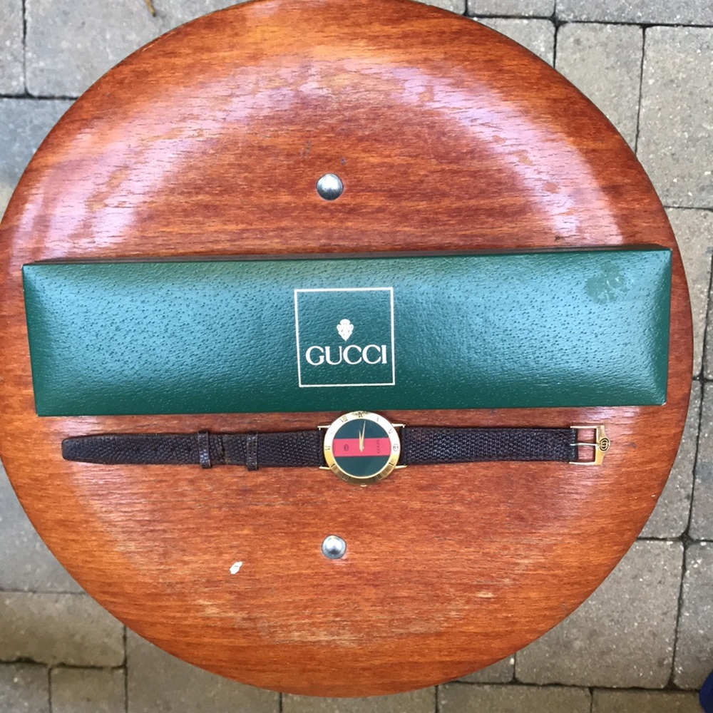 Unisex GUCCI 3000M Iconic Wristwatch Gold Plated Orig Lizard Strap. NEW BATTERY! - Picture 11 of 14